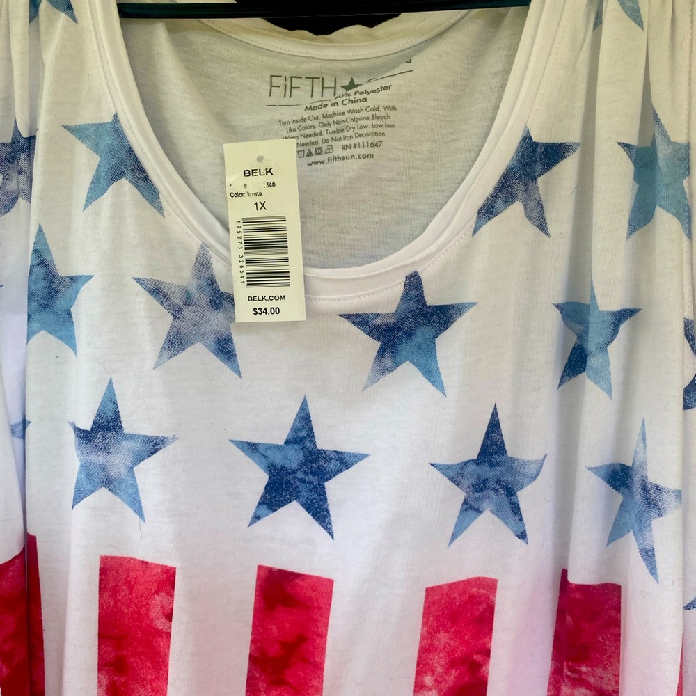 Ladies Plus Stars and Stripes 🇺🇸 Patriotic Tank New - Picture 3 of 4